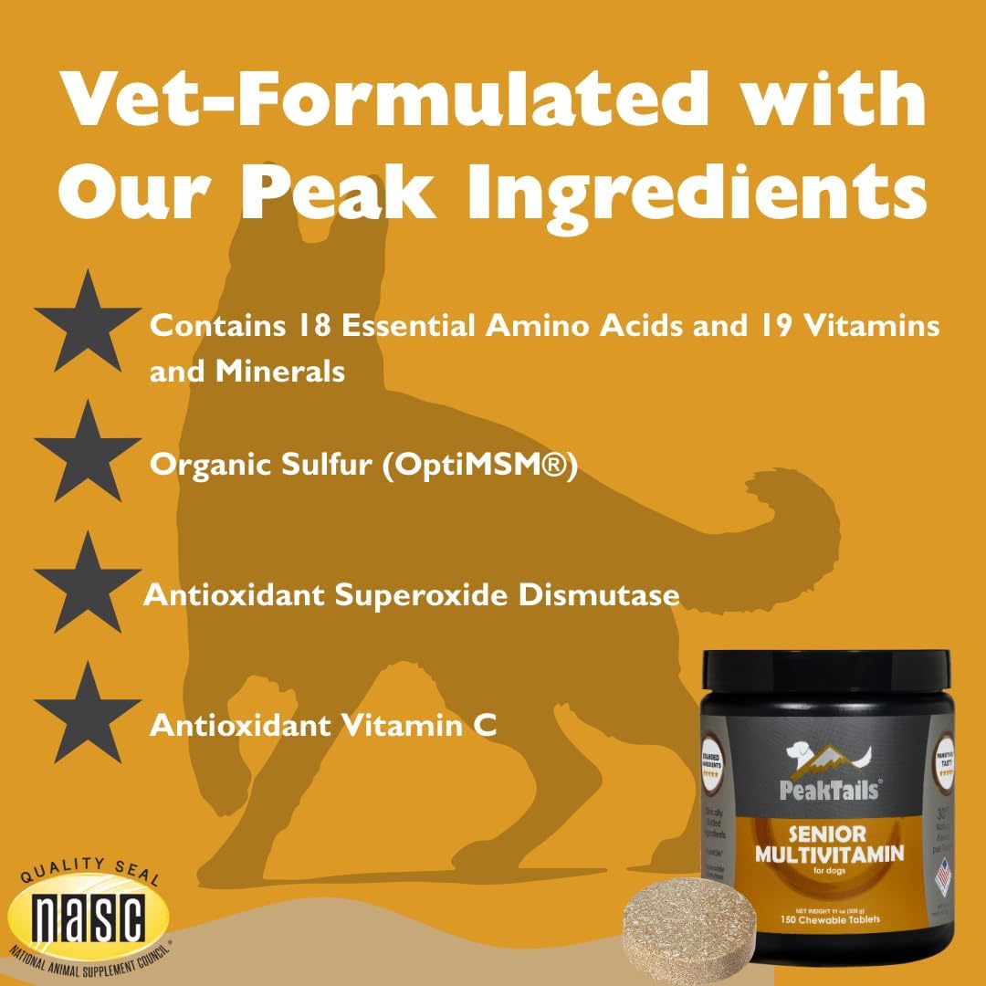 Senior Multivitamin for Dogs – 150 Tablets with MSM, Superoxide Dismutase, Vitamin C & 19 Essential Nutrients – Supports Joint Health & Overall Wellbeing - görsel 5