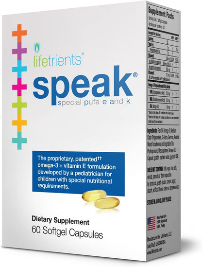 Lifetrients Speak® Children's Omega-3 with GLA, Vitamins E & K — 60 Capsules