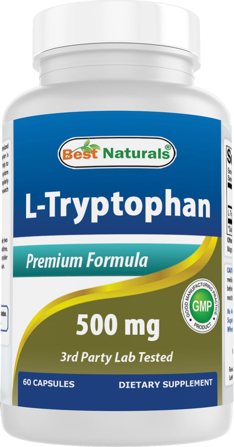 Best Naturals L-Tryptophan 500 mg, 60 Capsules - görsel 1