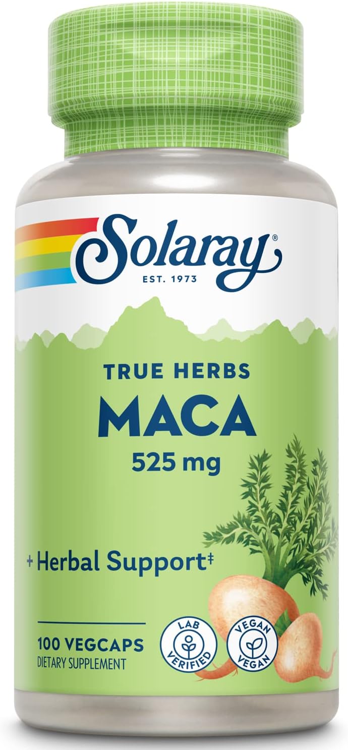 SOLARAY Maca Root 525mg - Energy and Vitality Support - Non-GMO, Vegan - 100 VegCaps - görsel 1