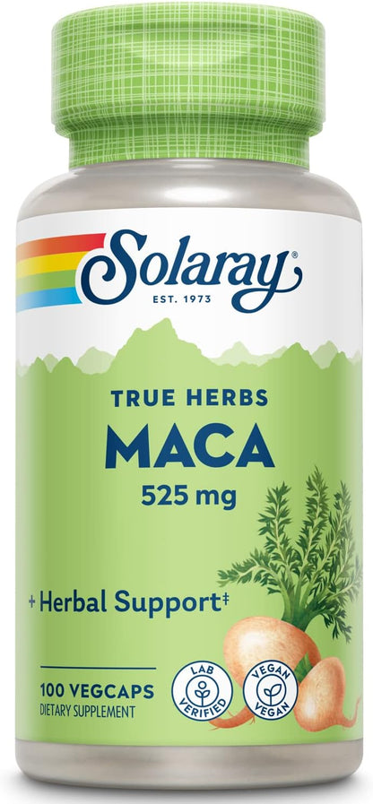 SOLARAY Maca Root 525mg - Energy and Vitality Support - Non-GMO, Vegan - 100 VegCaps