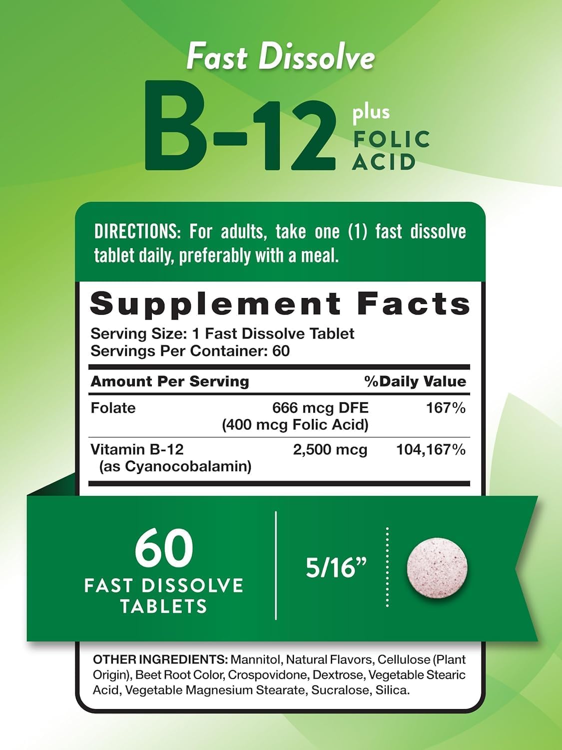 Vitamin B-12 2500 mcg with Folic Acid, Natural Berry Flavour - 180 Tablets (Pack of 3) - görsel 2