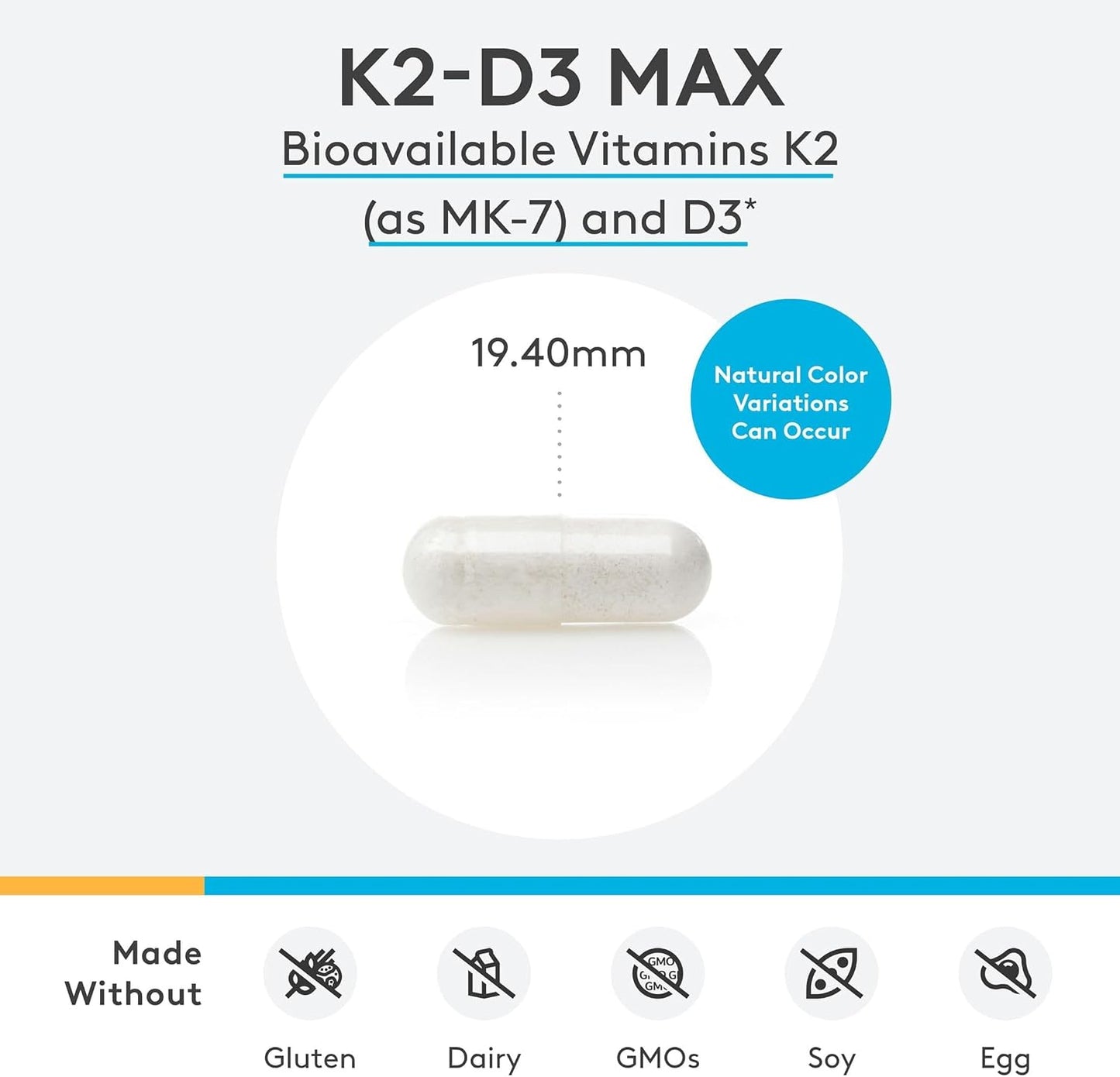 XYMOGEN K2-D3 Max - Vitamin D3 K2 Supplement for Bone & Immune Support - High-Strength K2 MK-7 - Non-GMO, Gluten-Free, Vegetarian - 60 Capsules - görsel 6