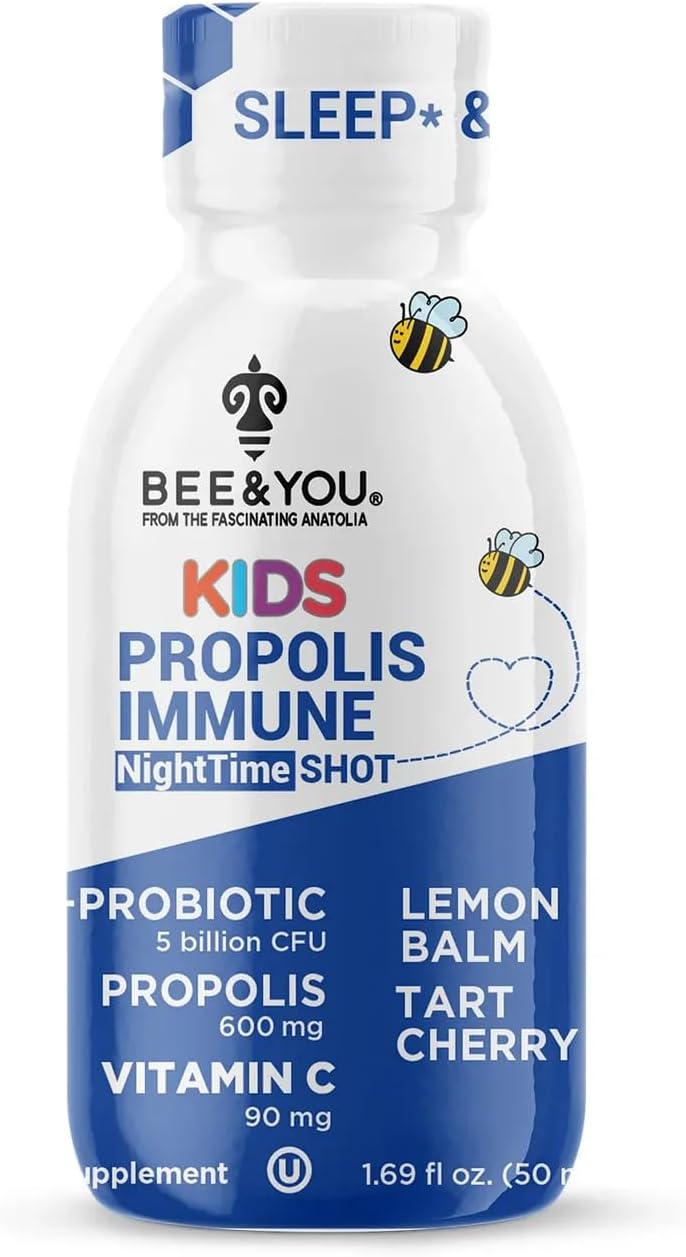 Bee and You Kids Propolis Night Time Shot – Probiotic, Lemon Balm, Tart Cherry, Sleep Support, Immune Health (50 ml, 12 Pack) - görsel 4