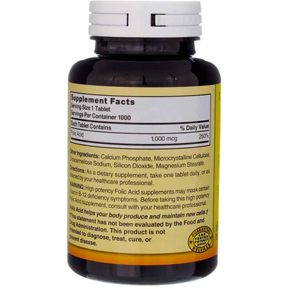 Nature's Blend Folic Acid 1000 mcg - 1000 Tablets (Pack of 3)