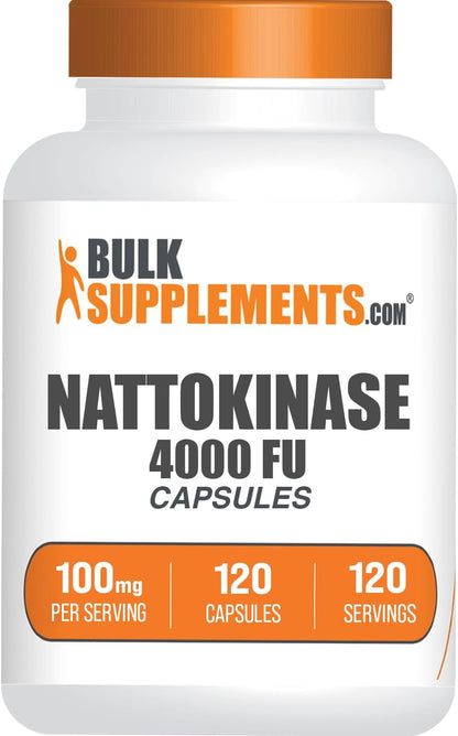BulkSupplements.com Nattokinase 4000 FU Capsules (100mg, 120 Capsules)