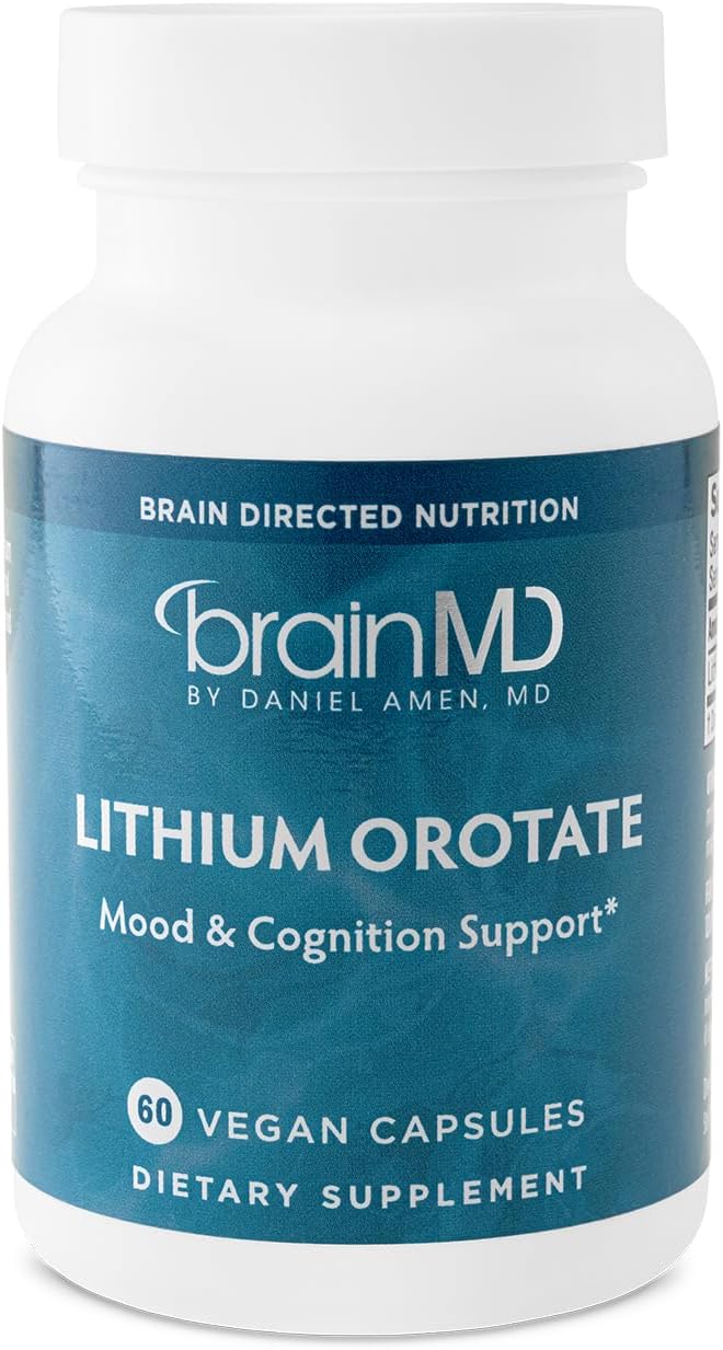BRAINMD Dr Amen Lithium Orotate - 60 Capsules - Brain Support - Gluten-free - 60 Servings - görsel 1