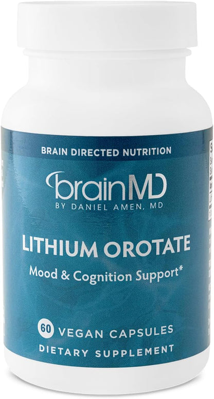 BRAINMD Dr Amen Lithium Orotate - 60 Capsules - Brain Support - Gluten-free - 60 Servings