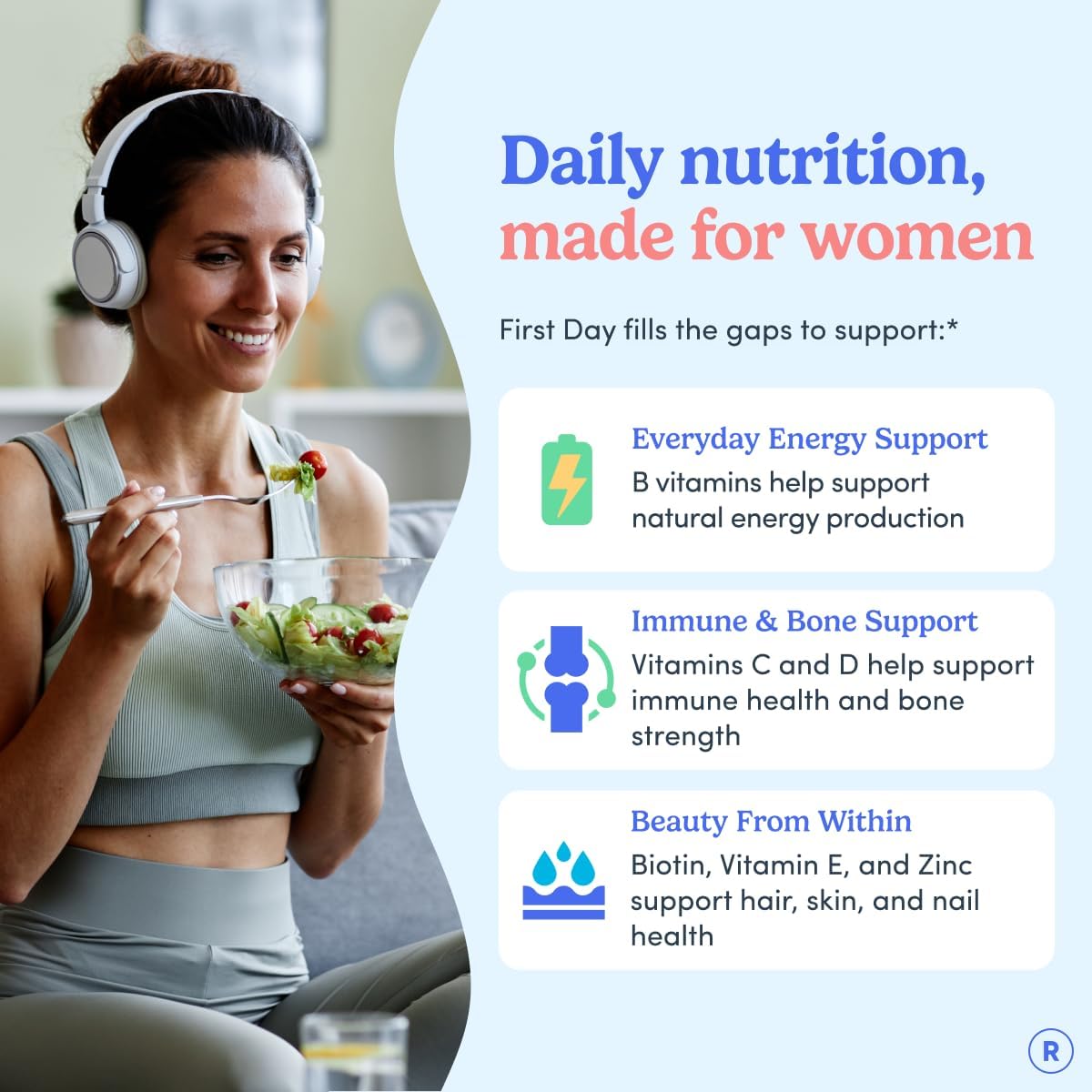 First Day Women's Multivitamin Gummies for Energy, Hair & Overall Health – Daily Multivitamin with Organic Superfood Blend, Methylated Folate, Zinc & Biotin – Vegan, No Junk, 120 Gummies - görsel 2