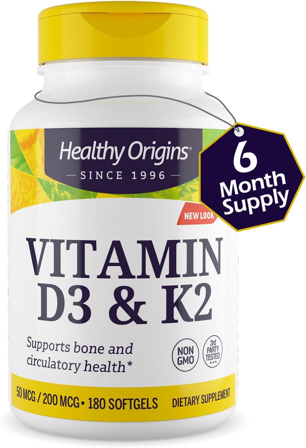Healthy Origins Vitamin D3 2,000 IU & K2 200 mcg (MK-7) - 180 Liquid Softgels - görsel 4
