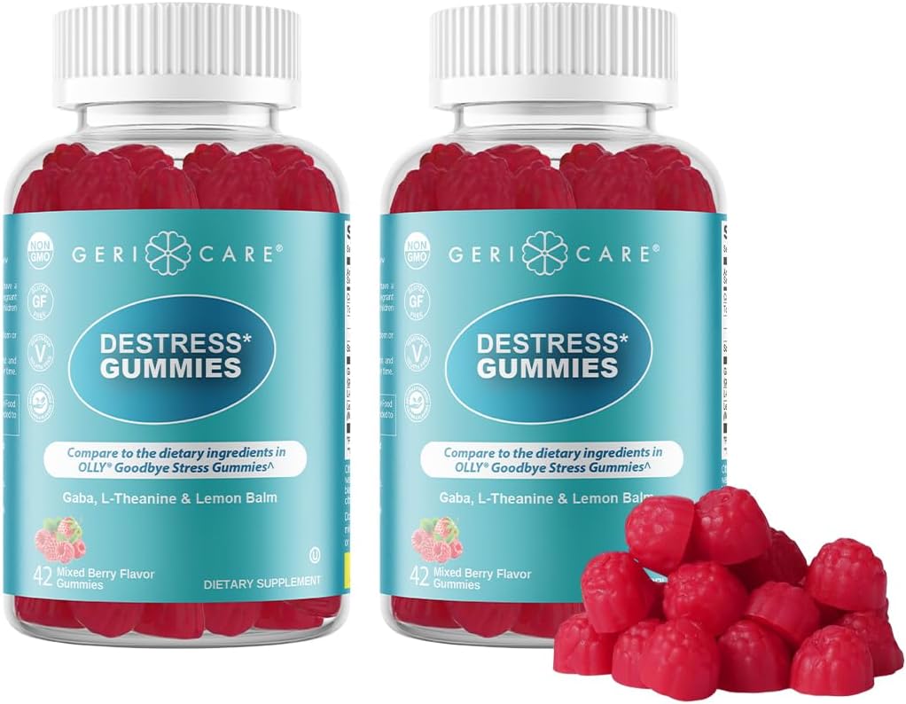 GeriCare DeStress Gummies with GABA, L-Theanine & Lemon Balm – Mixed Berry – 42 Count – Supports Relaxation & Mental Clarity – Image 7
