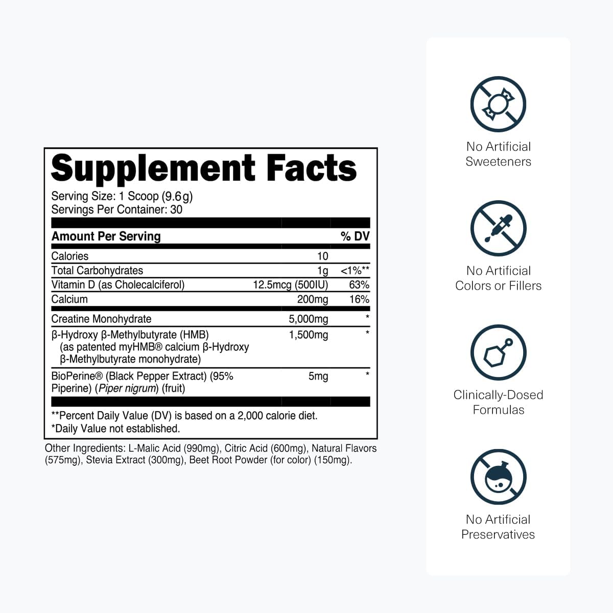 Transparent Labs Creatine HMB - Creatine Monohydrate Powder with HMB, Tropical Punch, 30 Servings - görsel 3