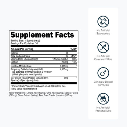 Transparent Labs Creatine HMB - Creatine Monohydrate Powder with HMB, Tropical Punch, 30 Servings