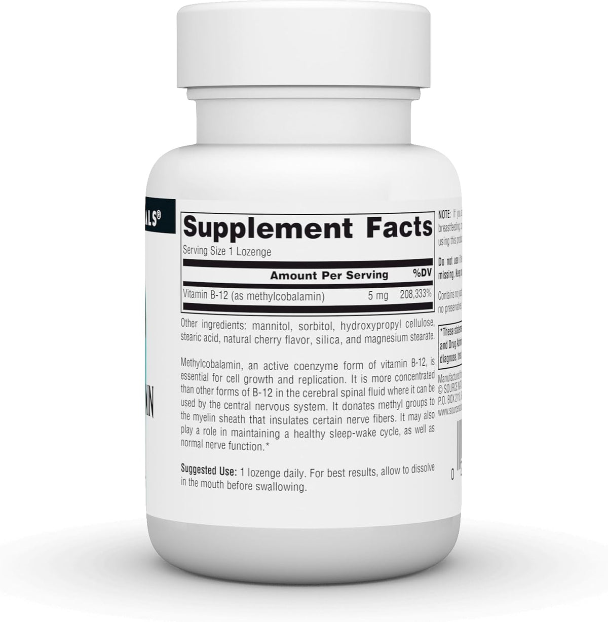 Source Naturals Methylcobalamin Vitamin B-12 - Cherry Flavoured - 5mg - 30 Lozenges - görsel 3