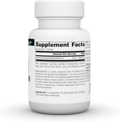 Source Naturals Methylcobalamin Vitamin B-12 - Cherry Flavoured - 5mg - 30 Lozenges