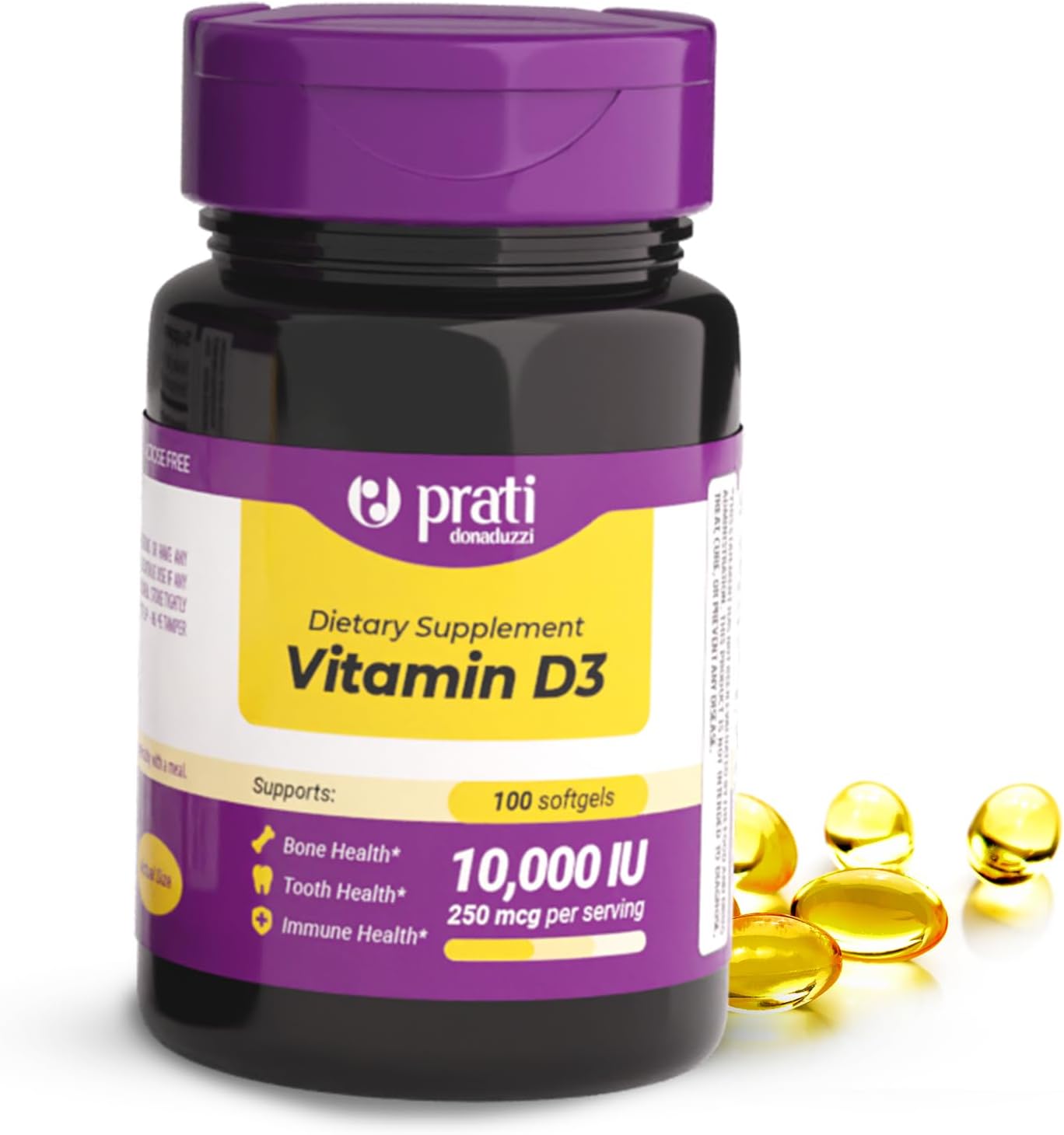 Prati Donaduzzi Vitamin D3 10,000 IU (250 mcg) Soft gel capsules 100 Day Supply - görsel 1