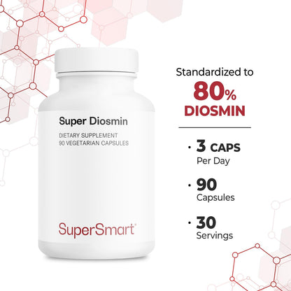 Supersmart Diosmin Plus - Diosmin Hesperidin 900 mg - 90% Flavonoid Complex - Circulatory Support - 90 Vegetarian Capsules