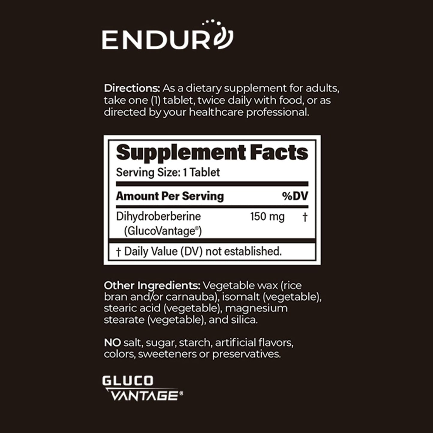 ENDUR Dihydroberberine SR (Sustained Release) Berberine 150 mg, 60 Tablets - görsel 6