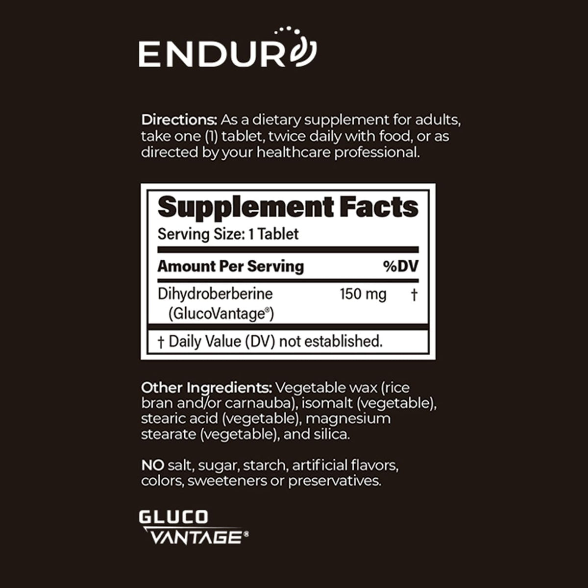 ENDUR Dihydroberberine SR (Sustained Release) Berberine 150 mg, 60 Tablets - görsel 6
