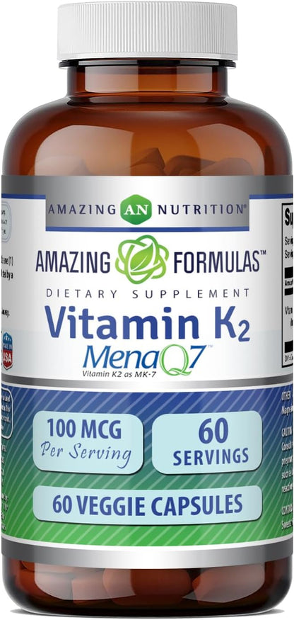 Amazing Formulae Vitamin K2 Menaq7 MK7 Food – 100 mcg MenaQ7® MK-7 per capsule – Image 6