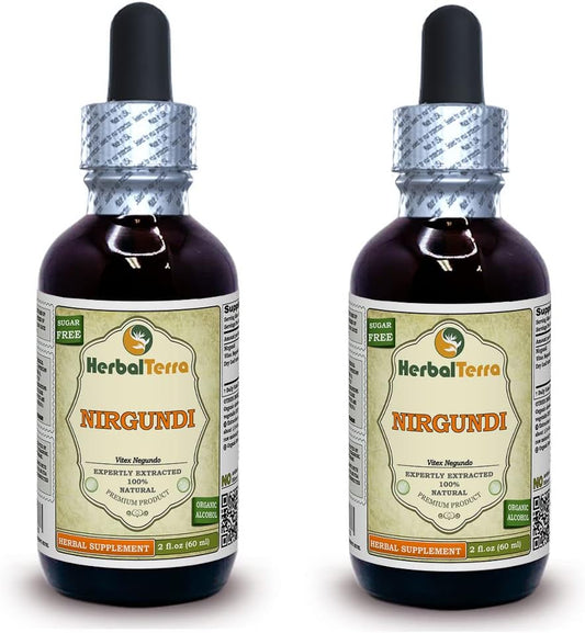 Nirgundi (Vitex Negundo) Dried Leaf Liquid Extract by HerbalTerra (2x60 ml)