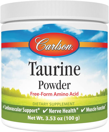 Carlson Taurine Powder, Free-Form Amino Acid, Supports Nerve and Muscle Function, 100 g