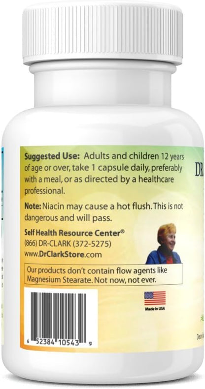 Dr Clark Niacin (Vitamin B3) Supplement – 25mg, 100 Gelatine Capsules