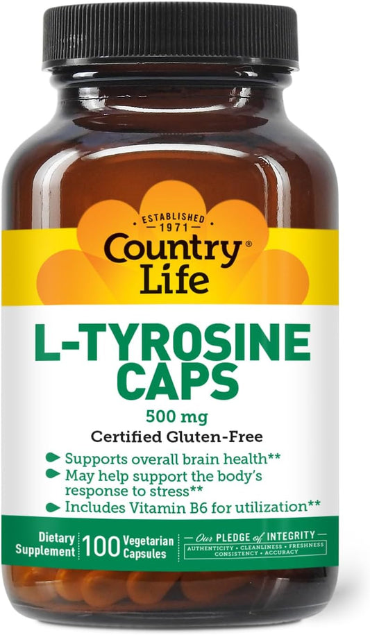 Country Life L-Tyrosine 500mg with Vitamin B6 - 100 Capsules