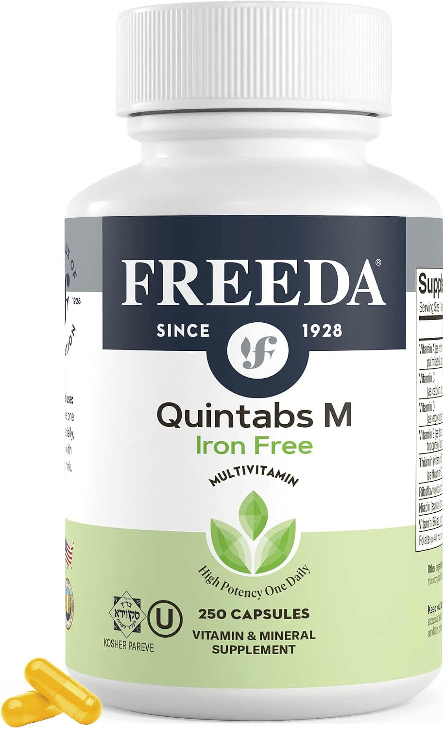 FREEDA One Daily Multivitamin Without Iron – Quintabs-M Iron-Free – Complete Daily Vitamins (250 Capsules) - görsel 8