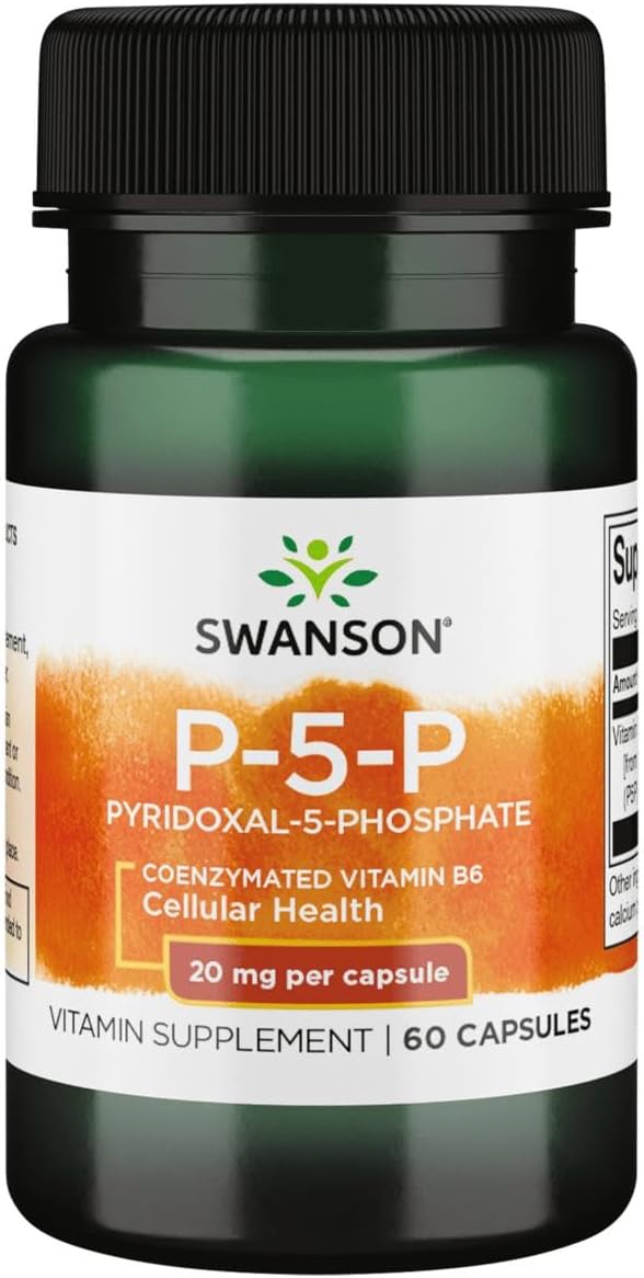 Swanson P-5-P (Pyridoxal-5-Phosphate) Coenzymated Vitamin B6 20 mg, 60 Capsules - görsel 1