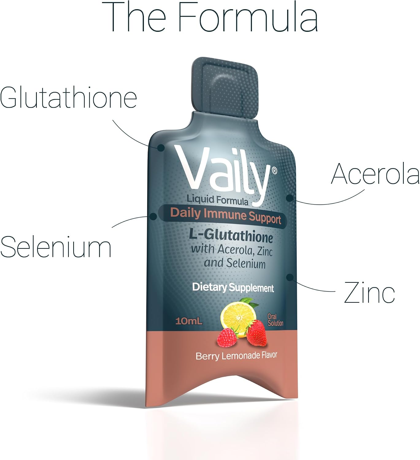 Vaily Immune Support Food Supplement – Liquid Glutathione with Acerola Vitamin C, Zinc & Selenium – 30 Single-Dose Vials - görsel 2