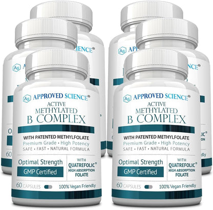 Approved Science Methylated B Complex – Bioactive B Vitamins with 5-MTHF, Methylcobalamin, P5P – 180 Capsules (3-Pack)