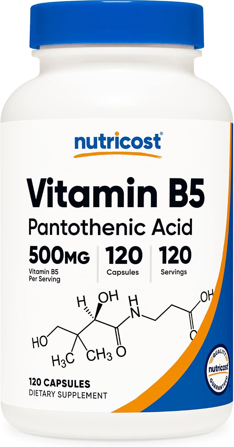 Nutricost Pantothenic Acid (Vitamin B5) 500mg, 240 Capsules (2 Bottles) - görsel 8