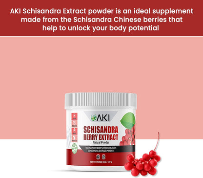 AKI Schisandra Berry Extract Powder - Adaptogenic Superfood, Non-GMO & Vegan Friendly (170g)