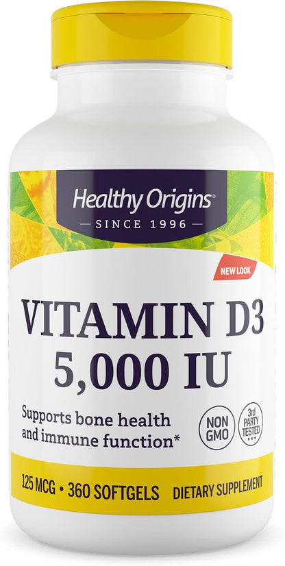 Healthy Origins Vitamin D3 5,000 IU Softgels - 360 Count