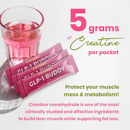 Dr. Stephanie's GLP-1 Buddy - Digestive Support, Lean Muscle Preservation, Vitamin Replenishment - Strawberry Watermelon Drink Mix