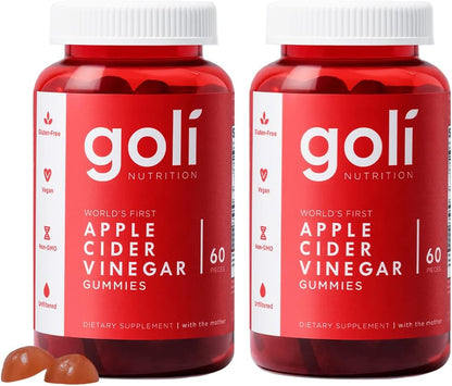 Goli Apple Cider Vinegar Gummies with Vitamin B12, Beetroot & Pomegranate – Vegan, Non-GMO, Gluten-Free – 120 Count (2 Pack)