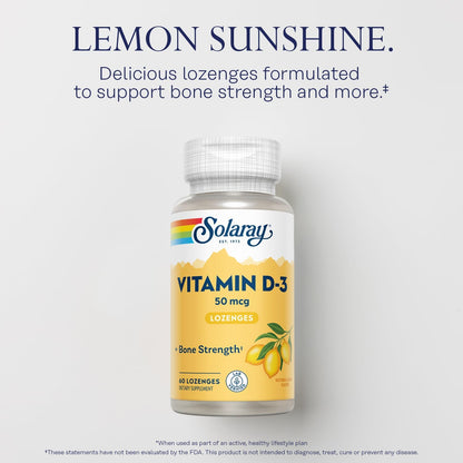 SOLARAY Vitamin D3 2000 IU Lozenges - Natural Lemon, 60 Lozenges