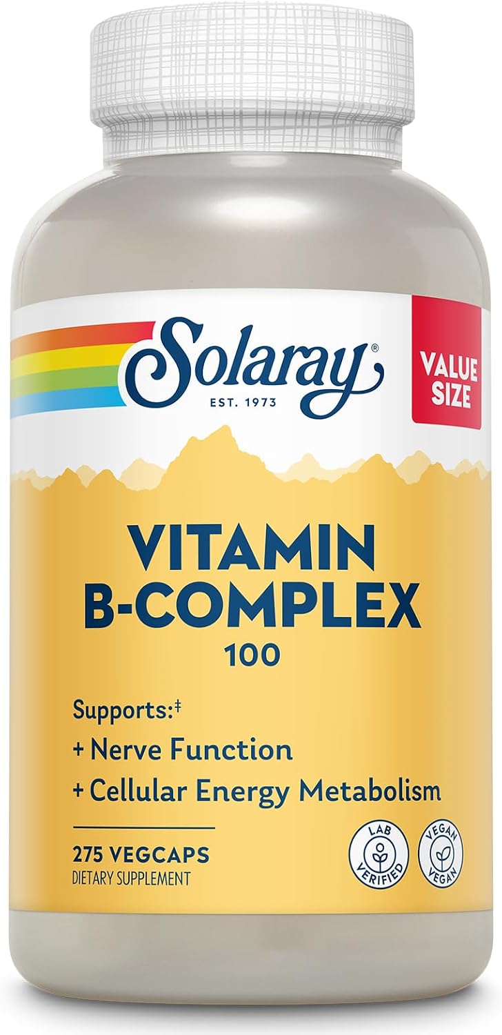 SOLARAY Vitamin B Complex 100mg - High Potency, All 8 B Vitamins, Vegan, 275 Veg Caps - görsel 1