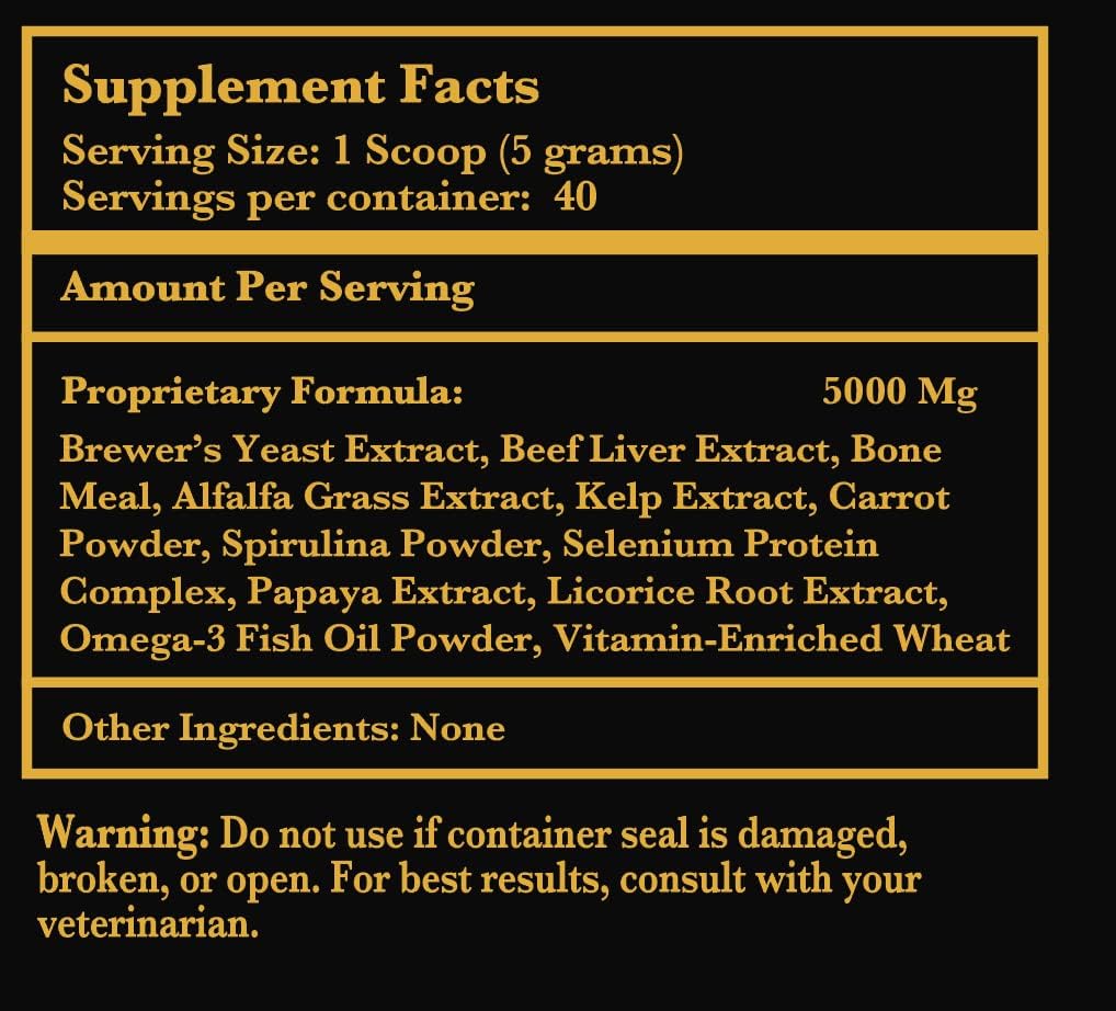 Holistic Multivitamin Supplement for Dogs and Cats – Complete 12-in-1 Plant-Based Vitamins and Minerals with Omega-3 Fish Oil – 200g Powder - görsel 5