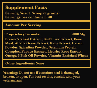 Holistic Multivitamin Supplement for Dogs and Cats – Complete 12-in-1 Plant-Based Vitamins and Minerals with Omega-3 Fish Oil – 200g Powder
