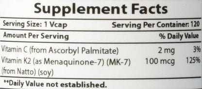 Best Naturals MK-7 Vitamin K2 100 mcg, 120 Vcaps