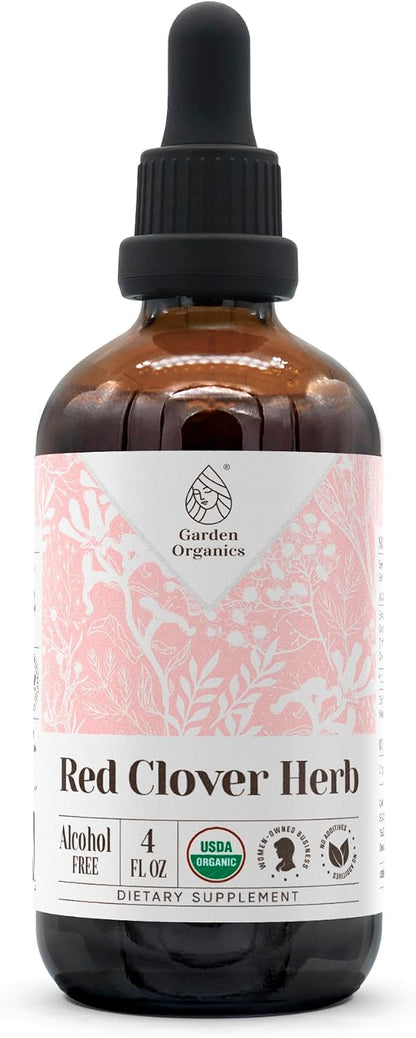 Red Clover Herb Organic Alcohol-Free Extract | Dietary Supplement, High Potency Tincture | Certified Organic Red Clover Herb (Trifolium Pratense) Dried Leaf and Flower 4 oz (118 ml)