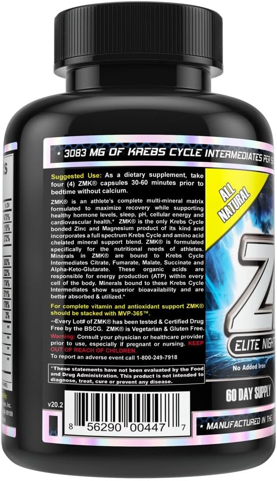 MST ZMK Night-time Multi Mineral Supplement – Zinc, Magnesium, P-5-P B6, ATP – 240 Capsules - görsel 2