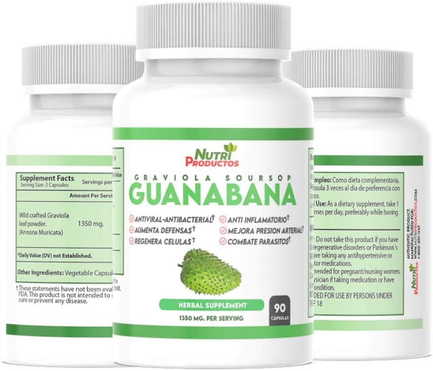 Nutrisalud Guanabana Extra Potente Capsules - 1350mg per Serving - 180 Capsules (2 x 90) - görsel 6