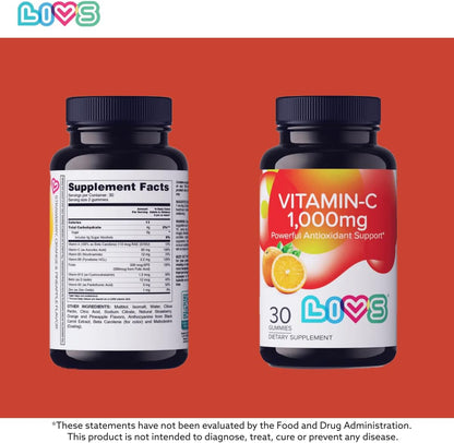 LIVS Vitamin C 1000mg Gummies for Kids and Adults