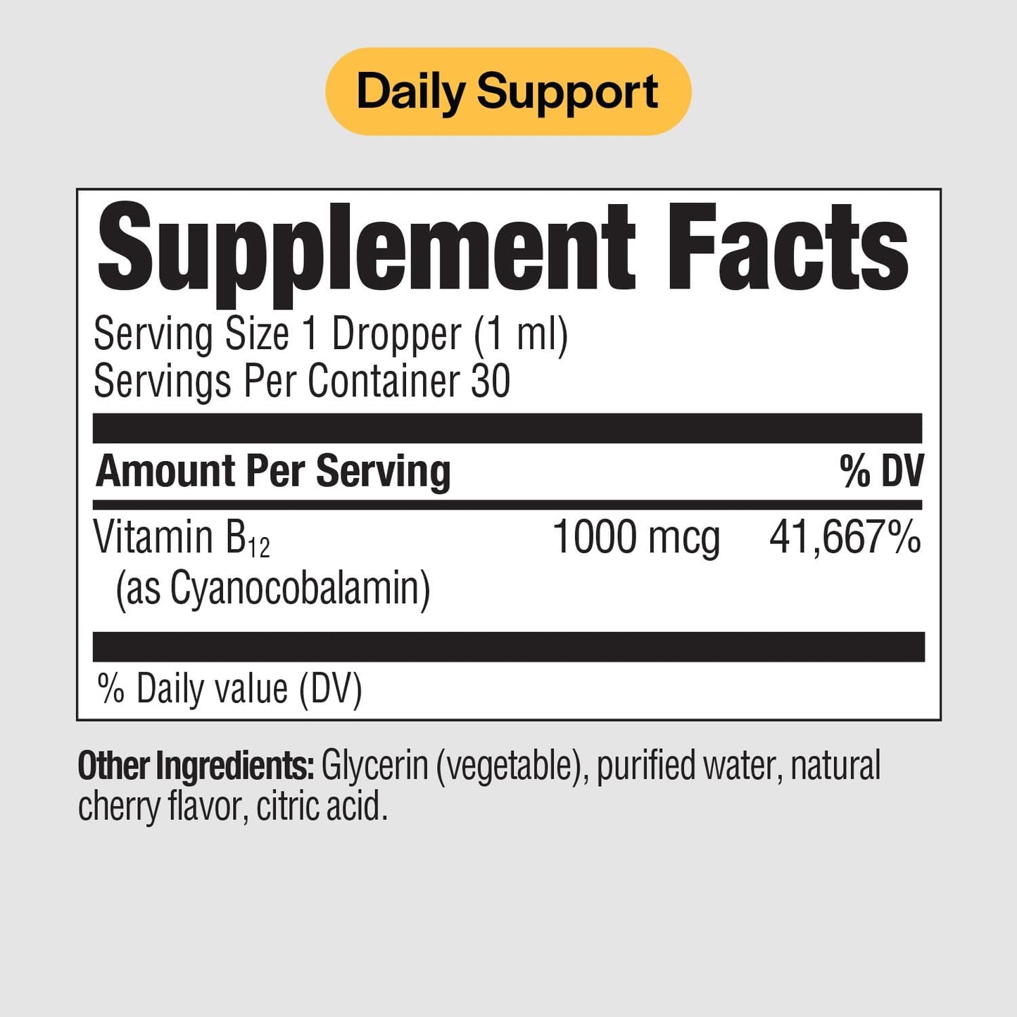 PureFormulas Liquid B12 1000 mcg - Natural Cherry Flavour Sublingual Drops, 30 ml - görsel 2