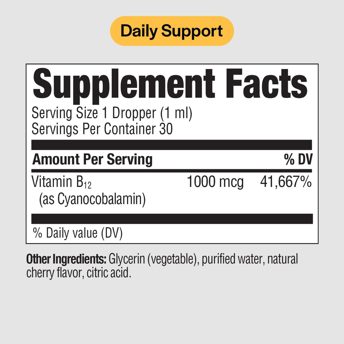 PureFormulas Liquid B12 1000 mcg - Natural Cherry Flavour Sublingual Drops, 30 ml - görsel 2