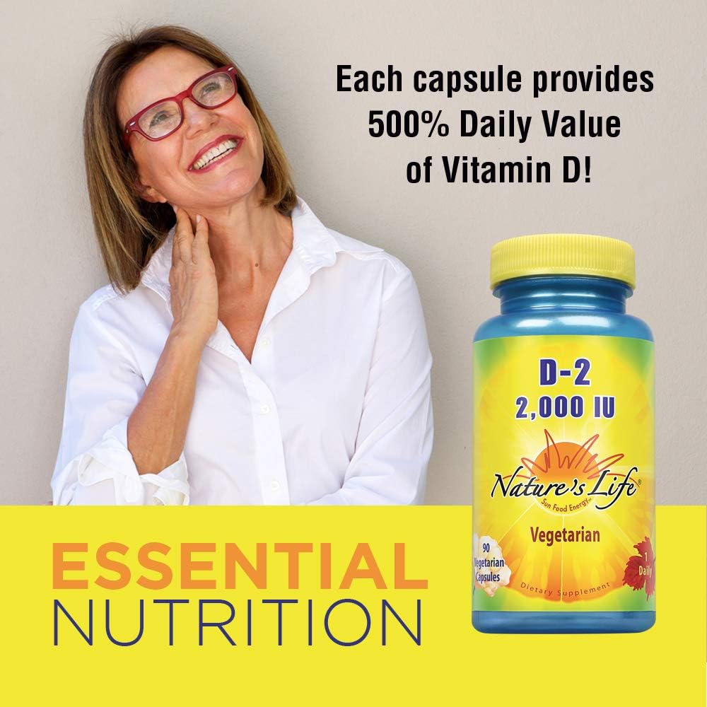 Nature's Life Vitamin D2 2000 IU – High Potency Ergocalciferol – 90 Vegetarian Capsules - görsel 3