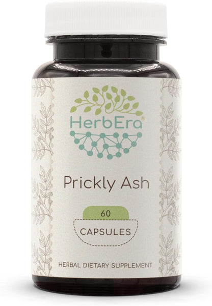 HerbEra Prickly Ash 400 mg, 60 Capsules - Wildcrafted Zanthoxylum Clava-Herculis Dried Bark